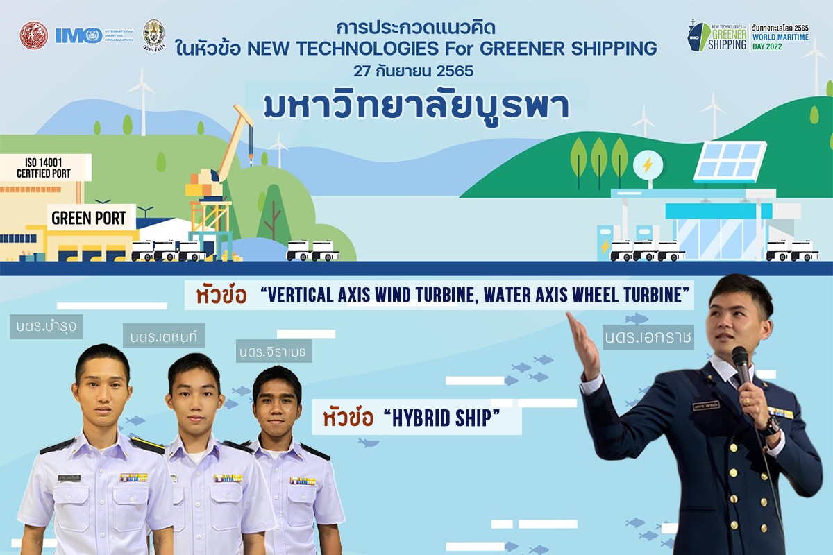 รางวัลชนะเลิศและรองชนะเลิศในงานประกวด ที่ได้รับรางวัลจากการประกวดแนวคิด ในงาน World Maritime Day 2022 ภายใต้หัวข้อ “New technologies for greener shipping: นวัตกรรมสำหรับการขนส่งทางน้ำ ที่เป็นมิตรต่อสิ่งแวดล้อม”