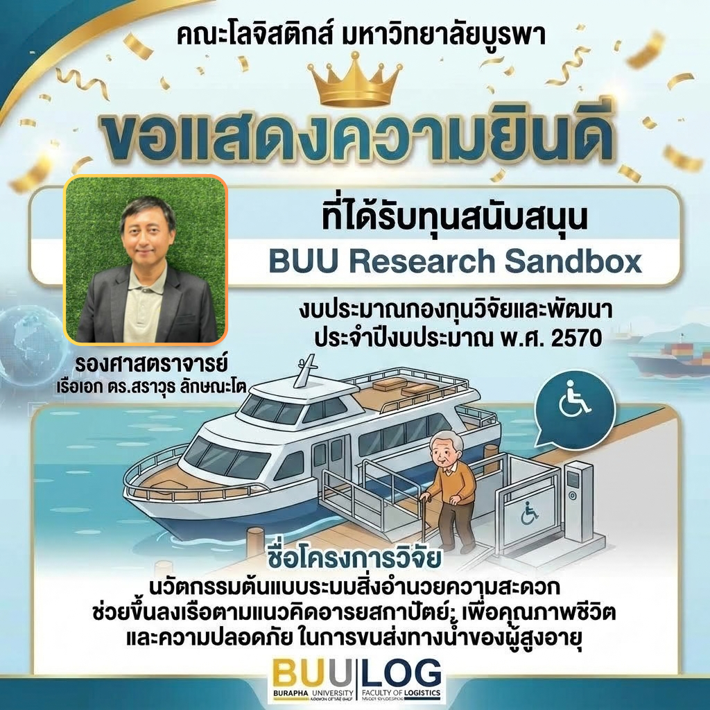 คณะโลจิสติกส์ขอแสดงความยินดีกับคณาจารย์ที่ได้รับ ทุน BUU Research Sandbox